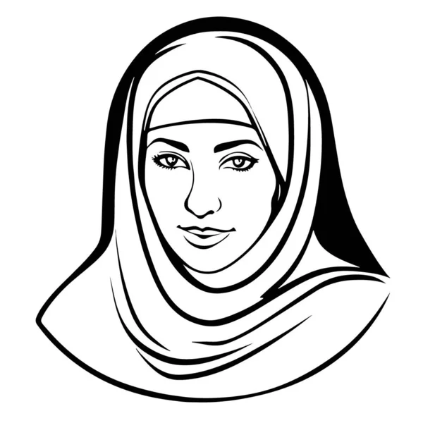 Fantastic Lovely Muslim Woman Vector Logo Art Vector Illustration — Stock Vector