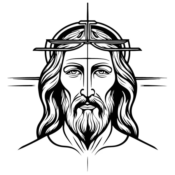 Vakker Nydelig Jesus Kristus Emblem Vektor Kunst Vektorillustrasjon – stockvektor