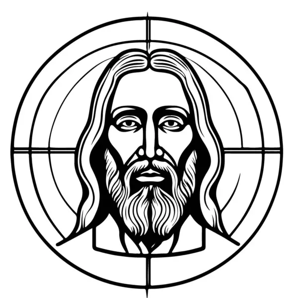 Fantastic Lovely Jesus Christ Emblem Vector Art Vector Illustration — Stock Vector
