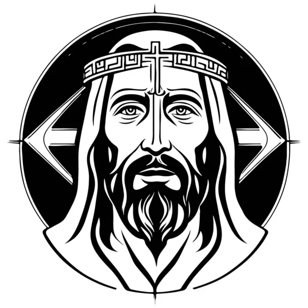 Φανταστική Υπέροχη Διανυσματική Τέχνη Ιησού Χριστού Έμβλημα Εικονογράφηση Διανύσματος — Διανυσματικό Αρχείο