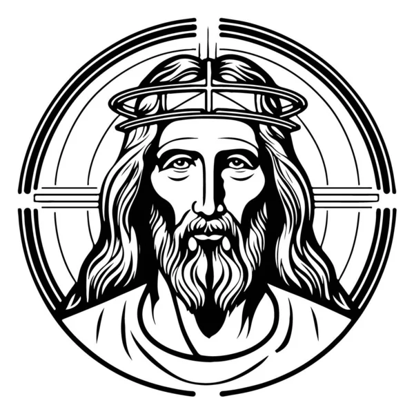 Amazing Lovely Jesus Christ Emblem Vector Art Vector Illustration — Stock Vector