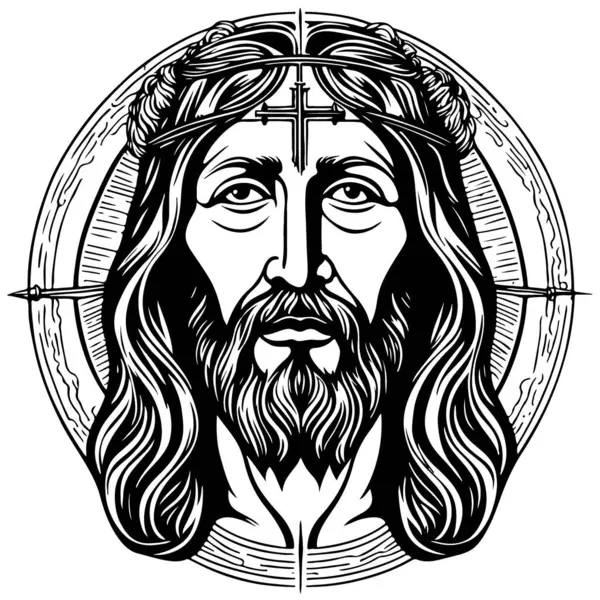 Fantástico Encantador Arte Emblema Jesucristo Vector Ilustración Vectorial — Vector de stock