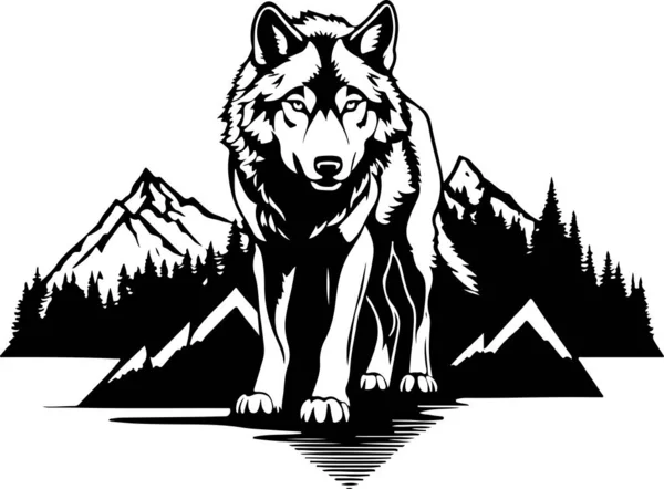 Mooie Wolf Embleem Vector Kunst Vectorillustratie — Stockvector