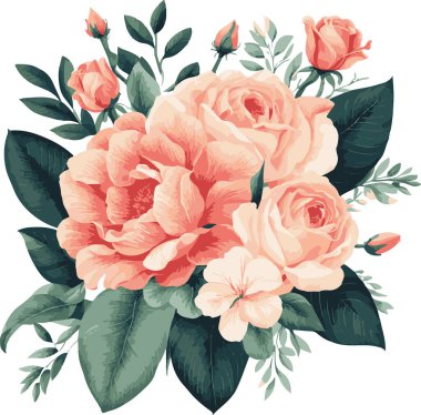 Göz kamaştırıcı ve güzel suluboya güller. Vektör sanatı. Vektör illüstrasyonu