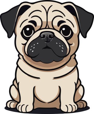 Güzel ve sevimli pug carlino köpek vektörü. Vektör illüstrasyonu