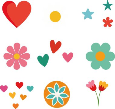 Güzel ve sevimli hippi gökkuşağı gurur vektörü seti. Vektör illüstrasyonu