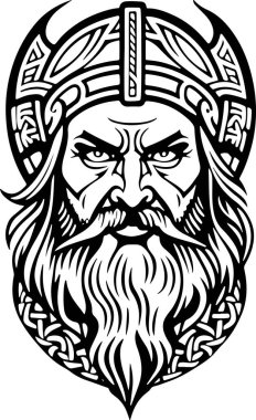 İnanılmaz bir çizgi sanatı stili Viking baş vektör şablonu logo tasarımı, dövme tasarımı veya talep üzerine baskı için uygundur. Vektör illüstrasyonu