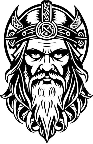 Harika bir çizgi sanatı stili Viking baş vektör grafik şablonu, logo tasarımı, dövme tasarımı veya talep üzerine baskı için uygundur. Vektör illüstrasyonu