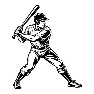 Güzel beyzbol oyuncusu siyah mürekkep şeffaf vektör. Vektör illüstrasyonu