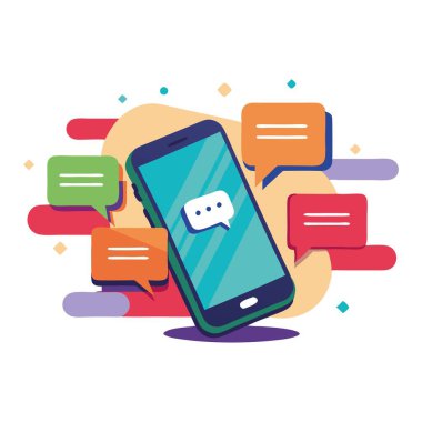 Harika bir akıllı telefon, mesajlaşan uygulama şablon baloncukları. - Evet. Vektör illüstrasyonu