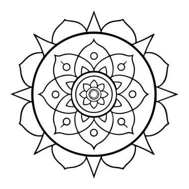 Vektör formatında elle çizilmiş mandala. Canlı dekore edilmiş bir mandala. Kabile temalı ayrı bir çiçek dekorasyonu. Boyama kitabı için stres önleyici bir sayfa. - Evet. Vektör illüstrasyonu
