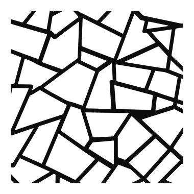 Kırık cam dokuya sahip bir yüzey. Parçalanmış ya da kırılmış cam izlenimi yarat. Beyaz arkaplanda izole edilmiş vektör illüstrasyonu. Vektör illüstrasyonu