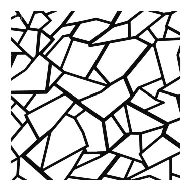 Kırık cam dokuya sahip bir yüzey. Parçalanmış ya da kırılmış cam izlenimi yarat. Beyaz arkaplanda izole edilmiş vektör illüstrasyonu. Vektör illüstrasyonu