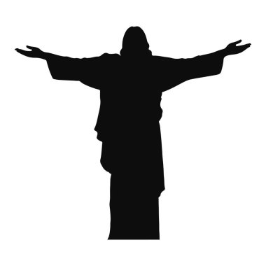 İsa, siyah bir silueti beyaz bir zemine yapıştırdı. Vektör illüstrasyonu
