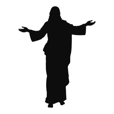 İsa, siyah bir silueti beyaz bir zemine yapıştırdı. Vektör illüstrasyonu
