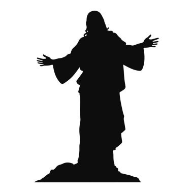 İsa, siyah bir silueti beyaz bir zemine yapıştırdı. Vektör illüstrasyonu