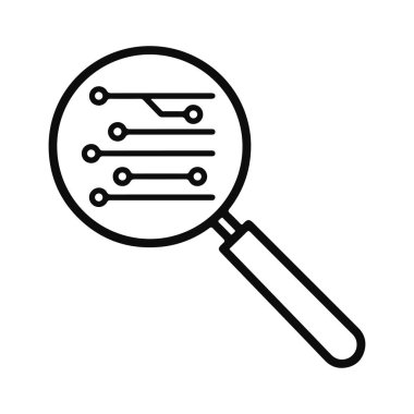 Devre Panosundaki Büyüteç. Teknoloji Araştırma Konsepti. Vektör illüstrasyonu