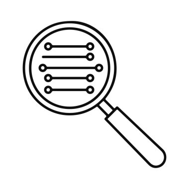 Devre Panosundaki Büyüteç. Teknoloji Araştırma Konsepti. Vektör illüstrasyonu