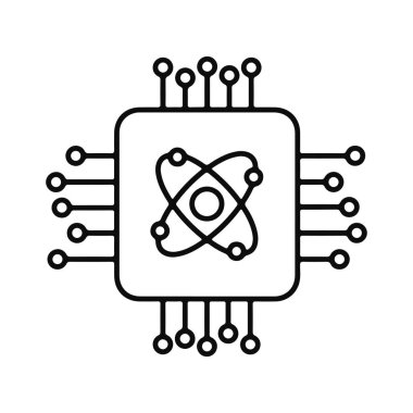 Kuantum Çip Sembolü. Kuantum Hesaplama Devresi. Vektör illüstrasyonu