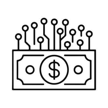 Dijital Para Birimi Simgesi. Çevrimiçi Ödeme Kavramı. Sanal Dolar İşareti. Vektör illüstrasyonu