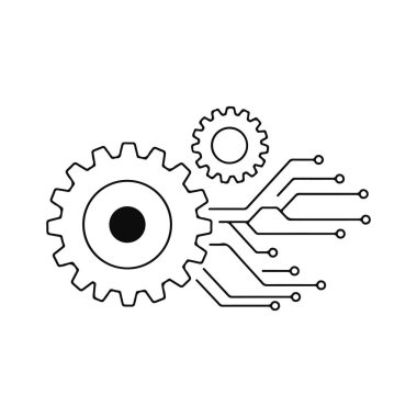 Teknoloji Mekaniği. Otomasyon Teknolojisi. Entegre Sistemler. Vektör illüstrasyonu