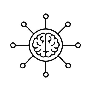 Beyin Ağı Bağlantısı. Bağlı Düğümlerle Beyin. Vektör illüstrasyonu