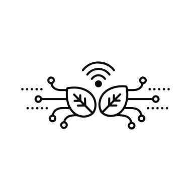 Dijital Tarım Teknolojisi. Kablosuz sensörlü akıllı tarım. Vektör illüstrasyonu