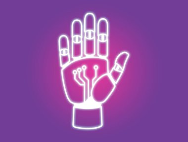 Muhteşem Neon Robotik El Arkaplanı. Yüksek kalite fotoğraf
