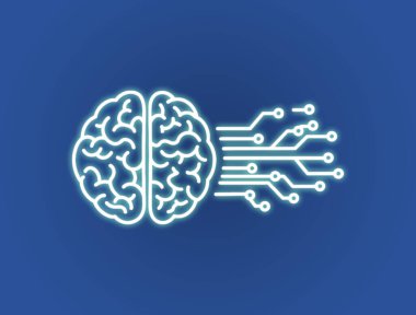 Neon Brain ve Circuit Connection. Yüksek kalite fotoğraf