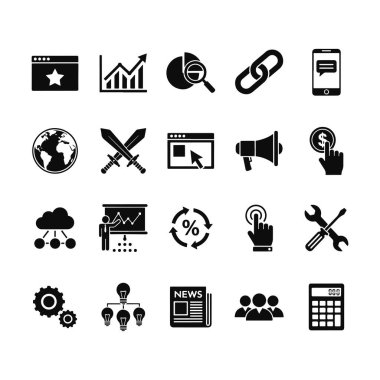 Profesyonel İş ve Pazarlama Simgesi Koleksiyonu. Vektör illüstrasyonu