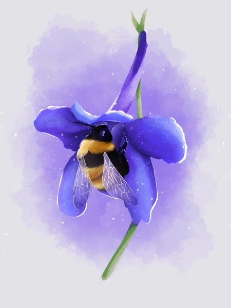 Cute Bee Flower — Stock Photo, Image