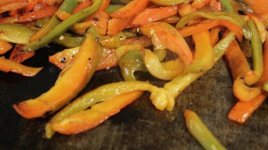 Colored pepers on the grill