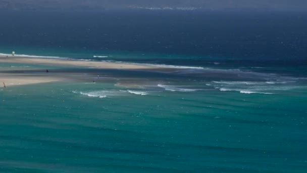 Aerial View Beautiful Sotavento Beach Fuerteventura Area Playa Barca Risco — стокове відео