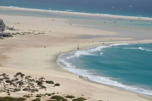 Sotavento Área Longa Praia Playa Barca Perto Costa Calma Lagoa — Fotografia de Stock