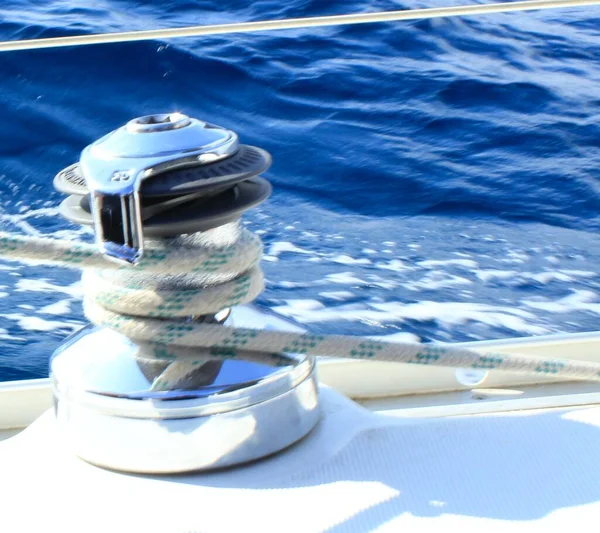 Лебедка Парусных Лодок Морское Оборудование Оборудование Парусного Спорта Ветром — стоковое фото