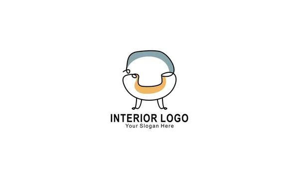インテリアミニマリストルーム ギャラリー家具のロゴデザインベクトル — ストックベクタ