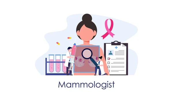 Mammologen Konzept Beratung Mit Arzt Über Brustkrankheiten Idee Der Gesundheitsfürsorge — Stockvektor
