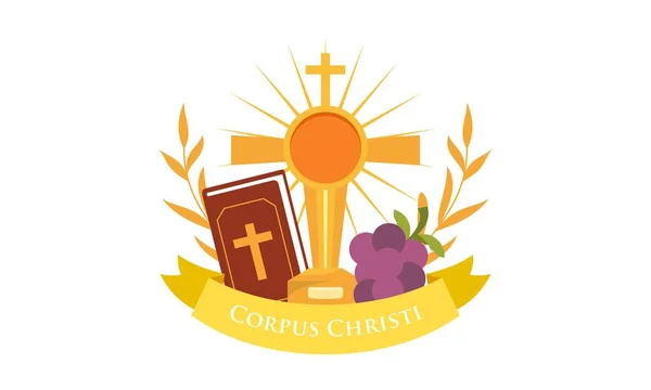 Corpus Christi Katolska Religiösa Helgdag Vektor — Stock vektor