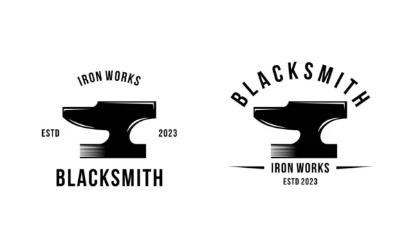 Blacksmith Iron Works Emblems Design Element Logo — Stock Vector