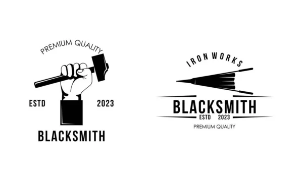 Schmiede Und Eisenhüttenwerke Embleme Designelement Für Logo — Stockvektor