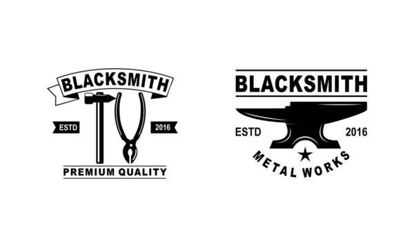 Schmiede Und Eisenhüttenwerke Embleme Designelement Für Logo — Stockvektor
