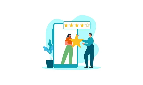 重新评价评级和员工的工作经验 通过绩效差与客户合作 — 图库矢量图片