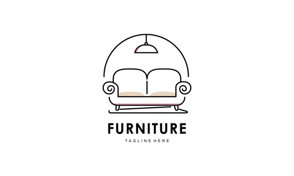 Interior Minimalist Room Gallery Furniture Logo Design Vector — Stock Vector
