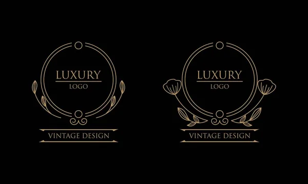 Vintage Decoratie Elementen Frames Goud Kleur — Stockvector