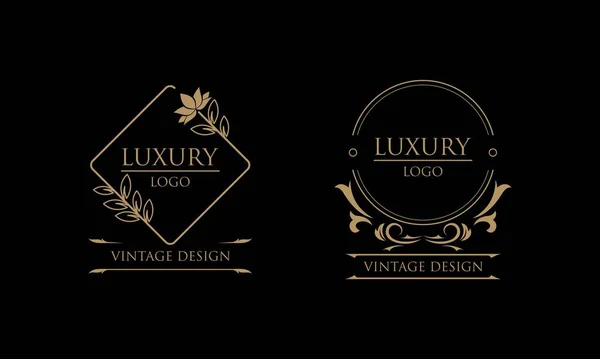 Elementi Decorativi Vintage Cornici Colore Oro — Vettoriale Stock