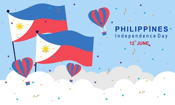 Feliz Día Independencia Filipinas Fondo Con Filipinas Vector Bandera — Archivo Imágenes Vectoriales