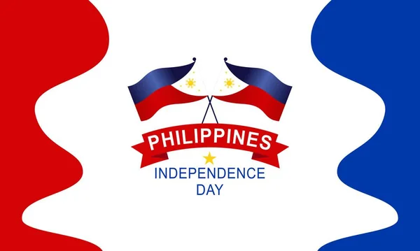 Feliz Día Independencia Filipinas Fondo Con Filipinas Vector Bandera — Vector de stock