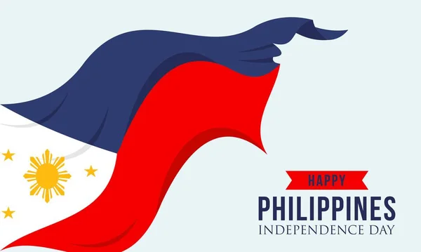 Filipinler Bayrak Vektörüyle Bağımsızlık Gününüz Kutlu Olsun — Stok Vektör