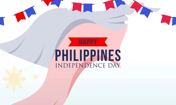 Glücklicher Unabhängigkeitstag Philippinen Hintergrund Mit Philippinischen Flagge Vektor — Stockvektor