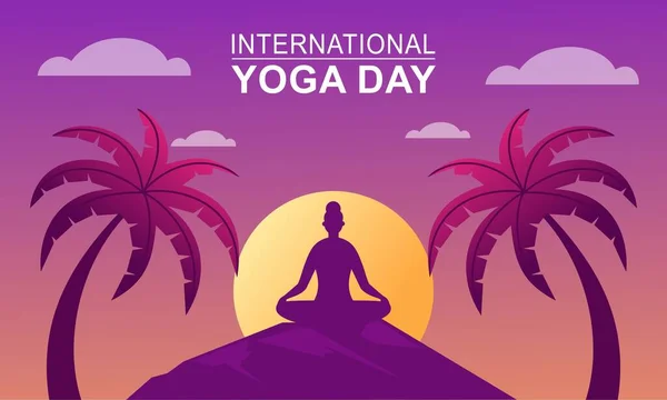 Internationaler Tag Des Yoga Yoga Körperhaltung — Stockvektor